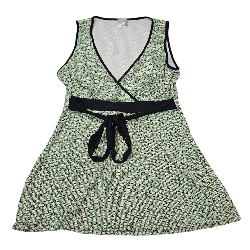 Motherhood Maternity Empire Waist Sleeveless Top Geometric Green Sz L